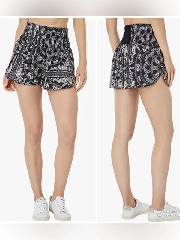 FP Movement Free People Way Home Paisley Printed Shorts Carbon Small NWT - Image 2
