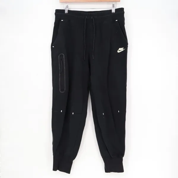 Nike Sportswear Track Pants Womens L Black Cotton Tech Fleece Drawstring Waist - Image 2