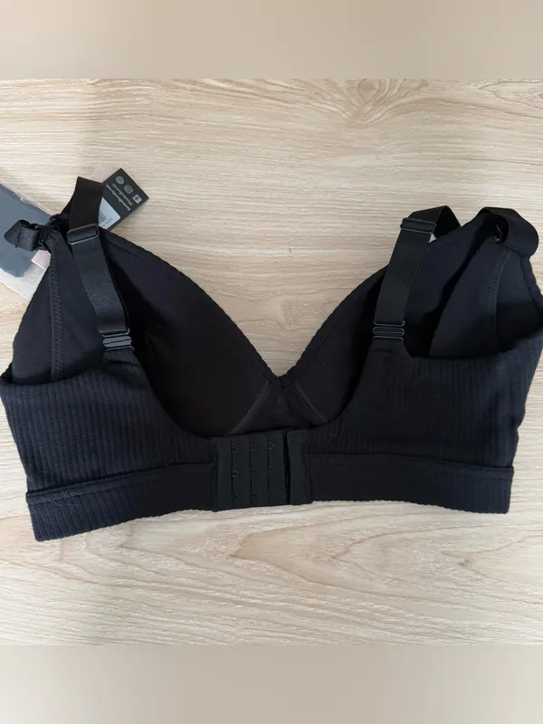 Kindred Bravely Medium NEW Ribbed Signature Nursing Maternity Bra Black - Image 4