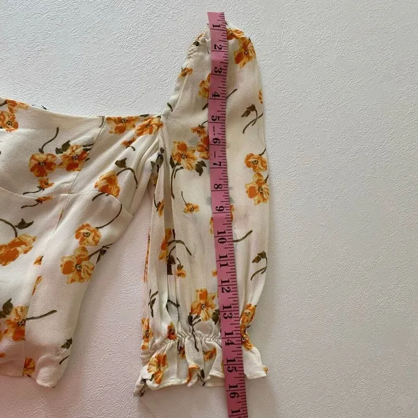 Reformation Floral Puff Sleeve Smocked Back Blouse Women’s 0 - Image 6