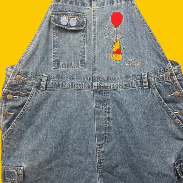 Vintage Winnie the Pooh Denim Shortalls Womens‎ 18W 20W Embroidered Overalls - Image 13