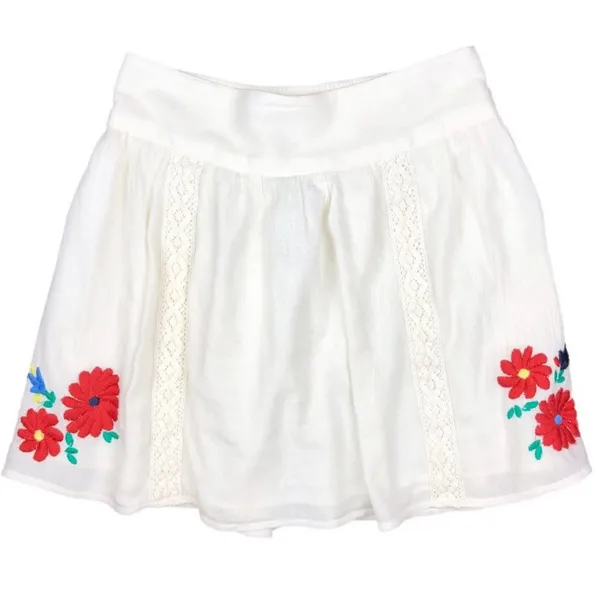 American Eagle Aerie White mini skirt floral embroidered NWOT size medium - Image 3