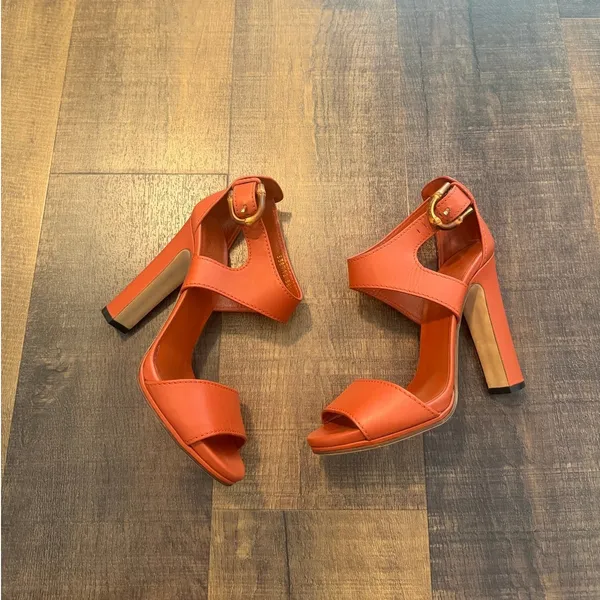 Gucci Bamboo Buckle Orange Leather Ankle Strap Heels Women's Size 38.5 - Image 6