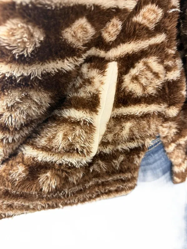 LuLaRoe Brown Faux Fur Pullover Jacket Size Small - Image 2