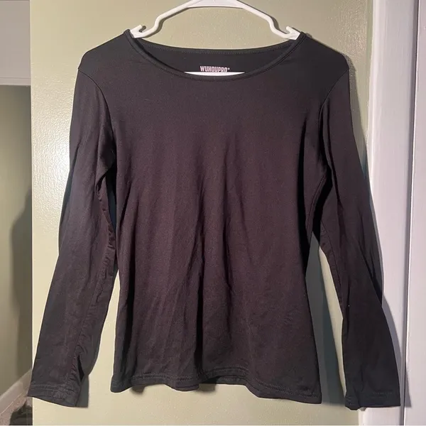 Wuhoupro‎ Women's Size Medium Long Sleeve T-Shirt Fleece Lined Black Microfiber - Image 3
