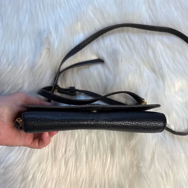Tory Burch Black McGraw Flat Leather Wallet Crossbody - Image 6