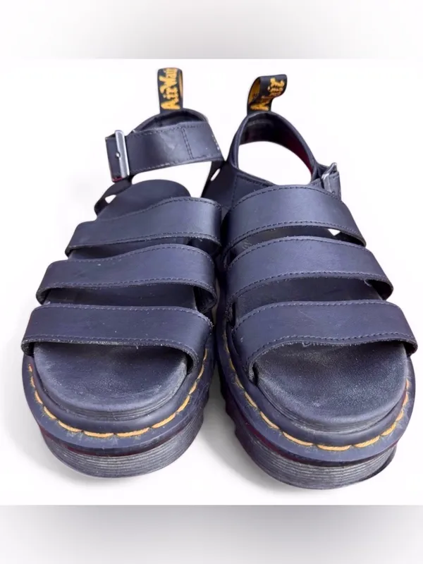 Dr Martens Blaire‎ Black Leather Platform Sandals Buckle Strap Womens Size Shoes - Image 3
