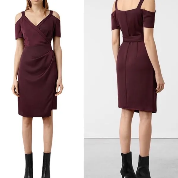 All Saints cadia mini dress in red maroon size 00 - Image 6