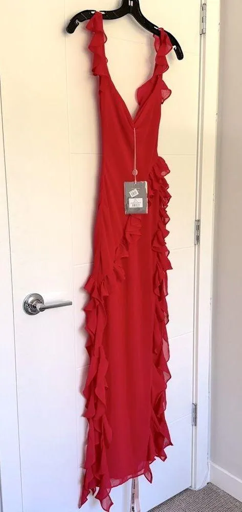 House of CB Ruffle Jellyfish Summer Maxi Dress XS - Red - Image 5
