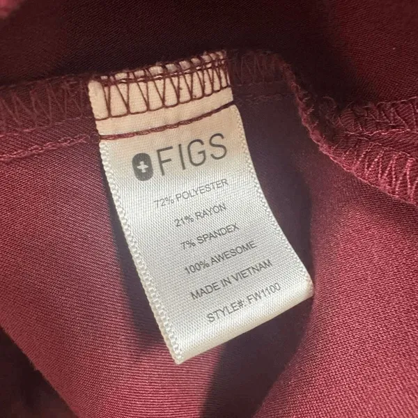 FIGS Burgundy Maroon Zamora Jogger Pants Casma Pocket Scrub Top Set XS/XXS - Image 14