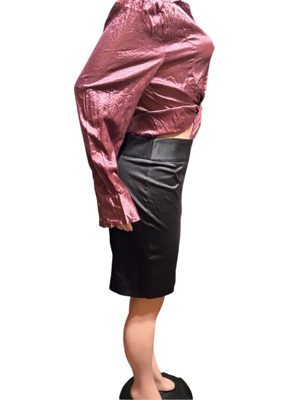 Be yourself High-waisted black pencil satin skirt size 10 - Image 4