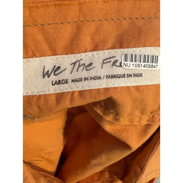 We The Free Free People Mackenzie Poplin Orange Button Down Shirt Raw Seam - Image 5