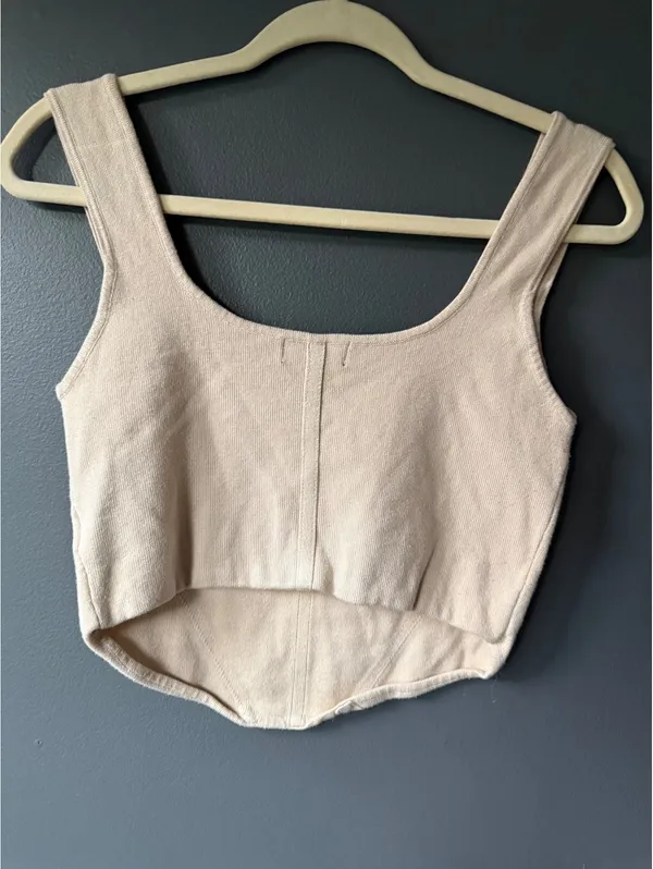 House of Harlow 1960 Beige Knit Crop Tank Top Size M - Image 4