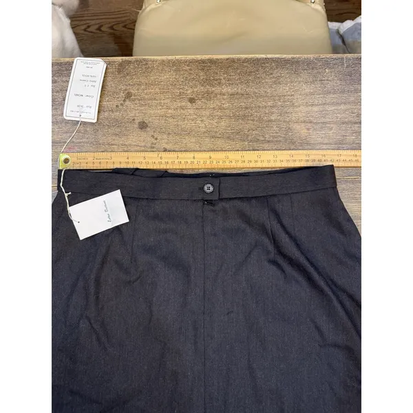 Vintage Dead‎ stock Carlisle Wool Gray Pencil Midi Skirt Size 16 Faux Wrap - Image 10