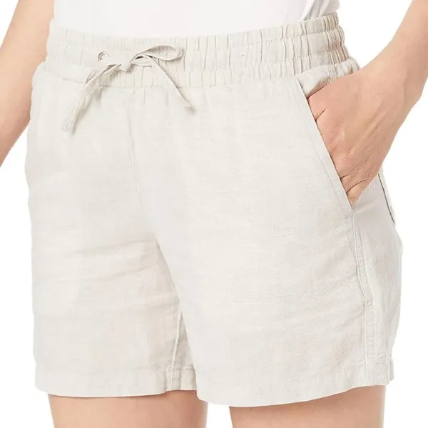 Amazon Essentials Women's 4.5" Inseam Drawstring Linen Blend Short M Tan Size M - Image 2