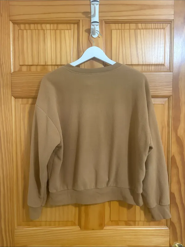 Old Navy Size Medium Brown Fleece Button-Front Crewneck Sweatshirt - Image 5