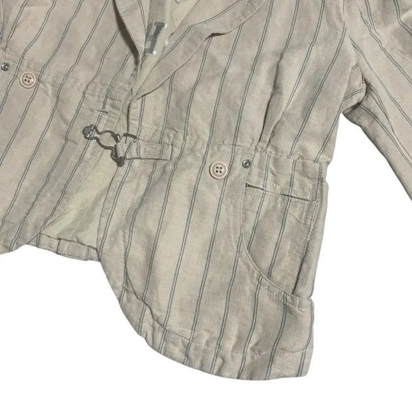 Vintage Women's Diesel‎ Flight Bright Cream Stripe Short Blazer Jacket Sz Small - Image 3