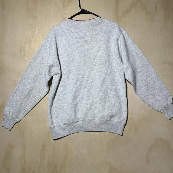 Vintage Jerzees Women Large 42-44 Gray Floral Embroidered Crewneck Sweatshirt - Image 7