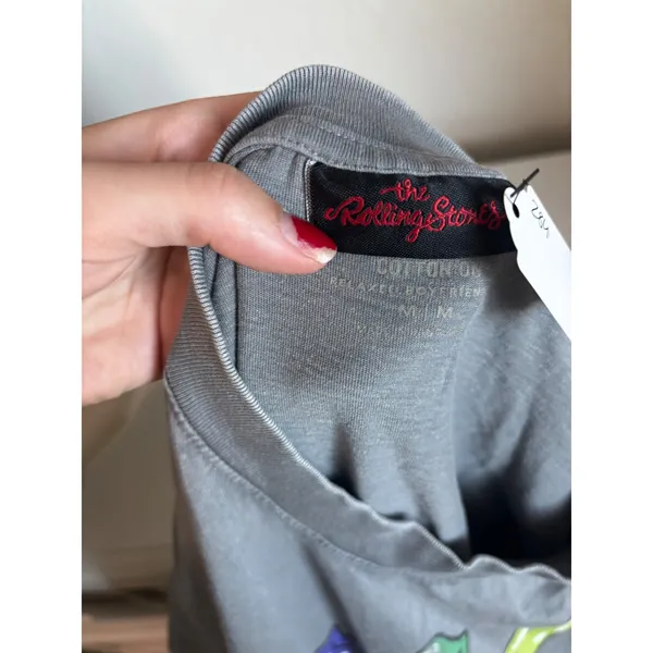 Rolling Stones Cotton On Relaxed Boyfriend Graphic Tee Grey‎ Rainbow Lips M - Image 2