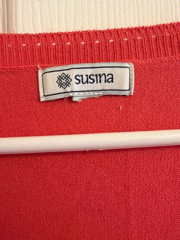 Susina Coral Pink Button-Up Cardigan Sweater with Long Sleeves - Image 7