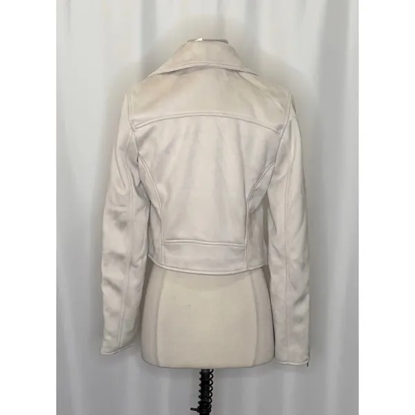 NWT!! ABERCROMBIE & FITCH Vegan Suede Moto Jacket Vegan Cropped Pale Gray Medium - Image 8