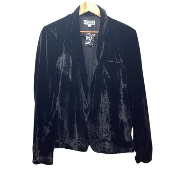 Cavender’s Rockin C Black velvet Women's Single Breasted blazer. Size XL - Image 3