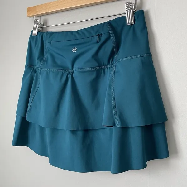 Athleta Momentum Skirt Skort Costal Teal Size Women's XS Ruffle Tennis Athletic - Image 6
