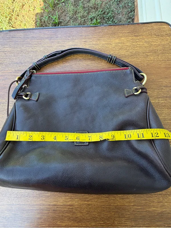 Dooney & Bourke Florentine Leather Medium Hobo Shoulder Bag Brown Tassel - Image 9