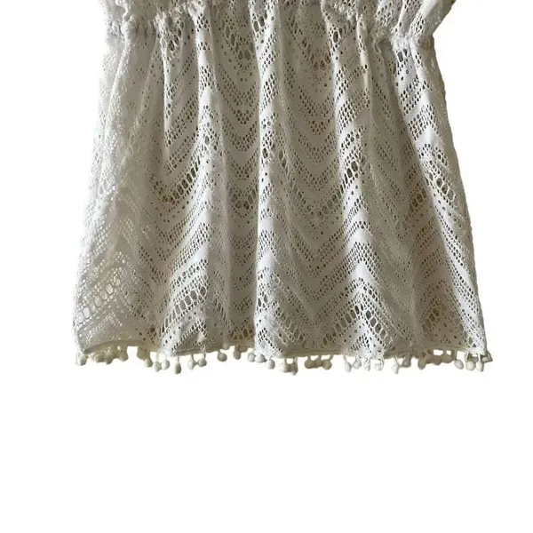 Bongo White Summer Overlay Beach V-neck Elastic Waist Kaftan Cover Up SZ XL - Image 3