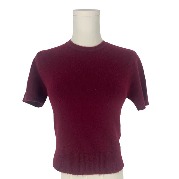 Joe's Jeans The Steph Shrunken Sweater Tee Syrah Burgundy XS Cropped Yak Wool‎ - Image 2