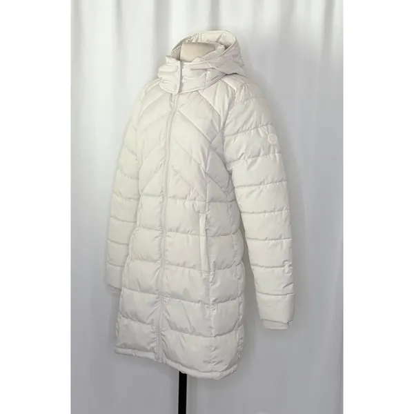 BENCH Long Hooded Puffer Coat Removable Hood Pockets‎ Minimalist Quilted X-Small - Image 6