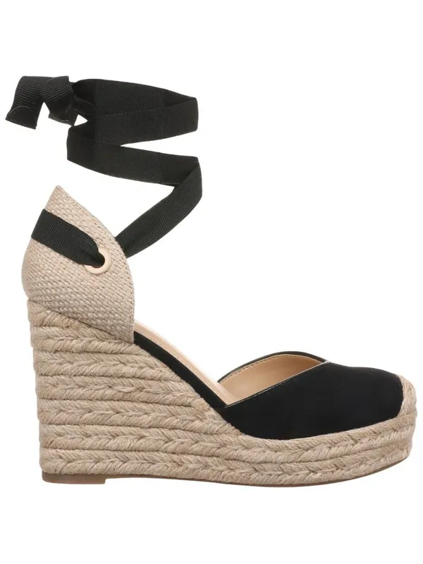 On 34th Melindaa Platform Espadrille Pump Wedge Ankle Wrap Sandals Black 6M - Image 12