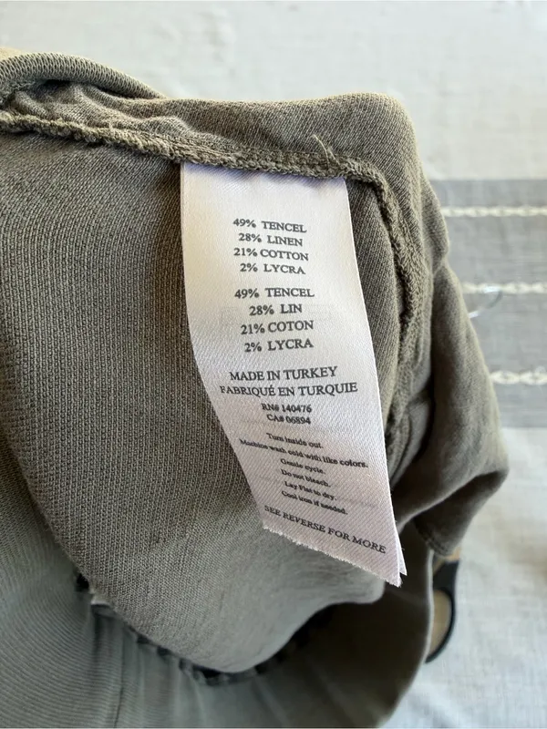 Faherty Arlie Shorts Pull On Linen Blend Olive Green Womens Size Medium - Image 6