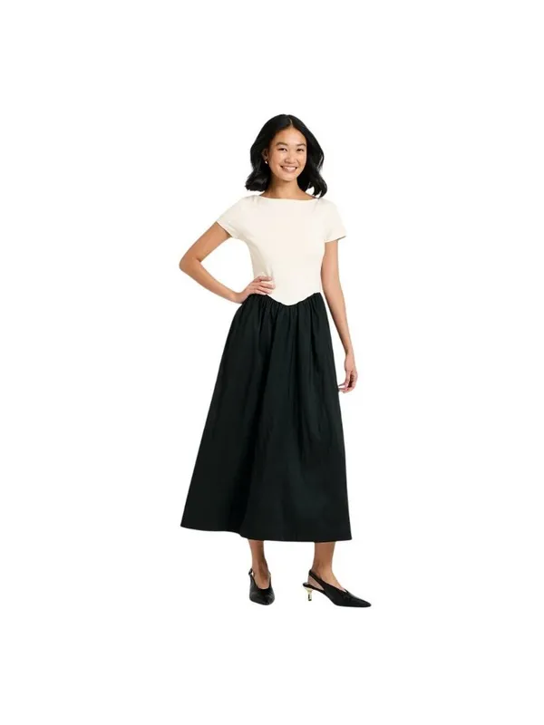 A New Day Backless Knit Maxi Dress 94736643 Black / White S - Image 8