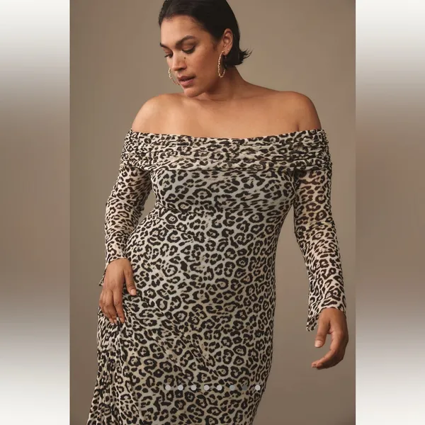 Anthropologie AFRM Long-Sleeve Off-The-Shoulder Mesh Maxi Dress - Image 4