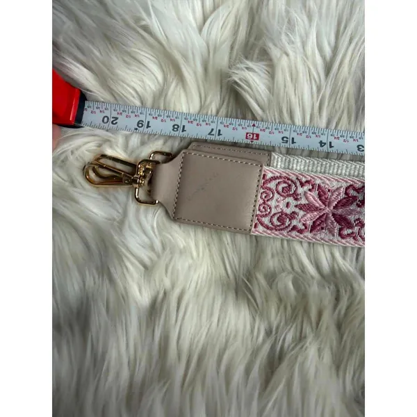 Adjustable Pink Embroidered Bag Strap with Gold Hardware - Image 8