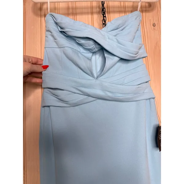 NWT Lulus Elegant Finesse Light Blue Pleated Cutout Maxi Dress Bridesmaid Size S - Image 4