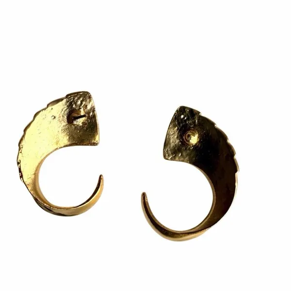 Victoria E. Gold Tone Fan Swirl Statement Earrings - Image 7
