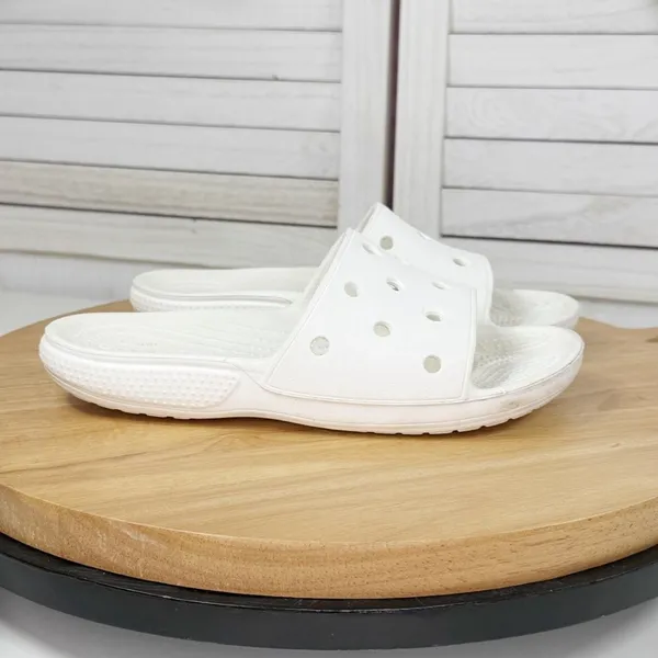 Crocs Classic Perforated Slide Sandals White 5‎ Mens 7 Womens - Image 9