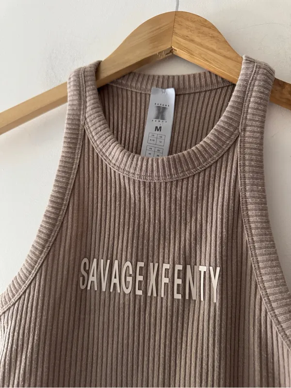 Savage x Fenty Essential Heavy Rib Cropped Logo Knit‎ Tank - Image 3