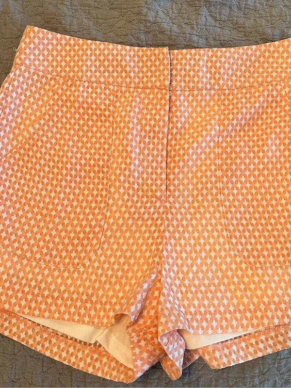 TCEC Peach-Orange High-Waist Patterned Shorts - Image 2