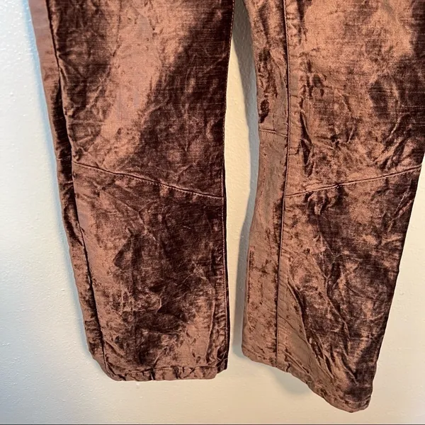 Free People Women's Size 26 Velvet Crop Flare Pants Taupe Brown Purple Stretch‎ - Image 7