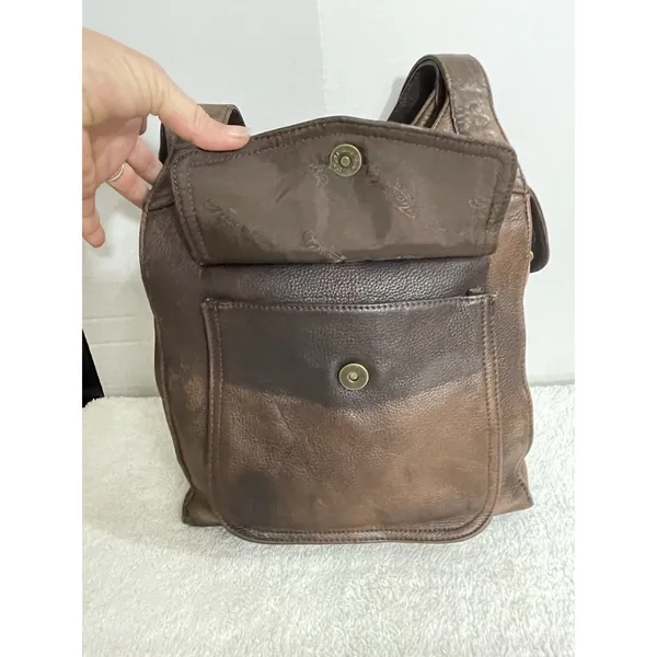 Fossil 1954 Large Brown Pebbled Leather Shoulder Bag Charm Women’s - Image 5