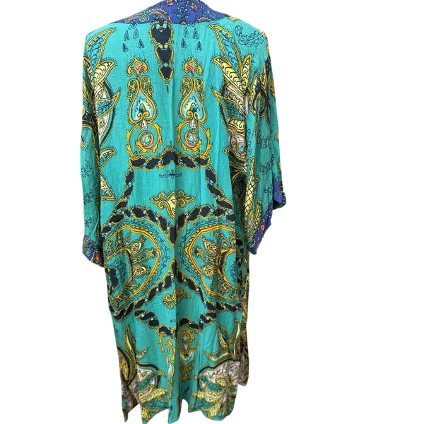 Free People Charmer Paisley Kimono Duster One Size Bohemian Vibrant Hippie - Image 3