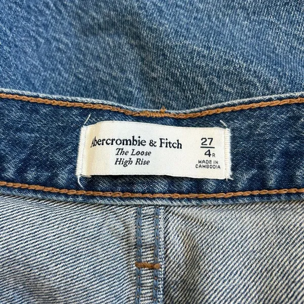 Abercrombie & Fitch The Loose High Rise Jeans Raw Hem Relaxed Baggy Size 27/4 - Image 6