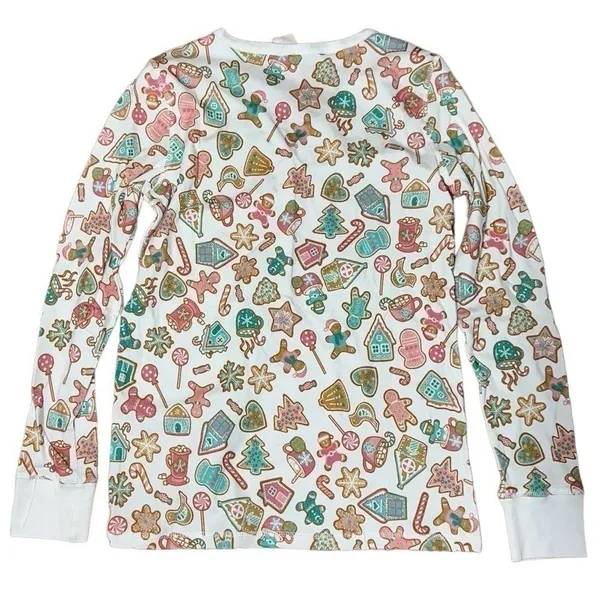 Pink Elephant Women’s Size XS White Gingerbread Print Henley Jogger Pajamas - Image 3