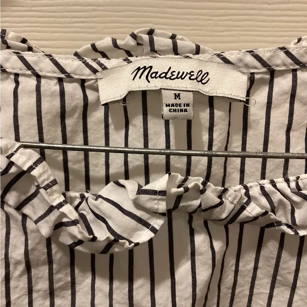 Madewell Navy and White Striped Top - Image 2
