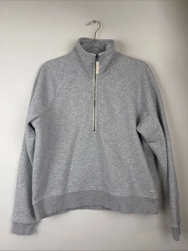 Vuori Restore Half Zip Fleece Pullover Long Sleeve Light Heather Gray Top Medium - Image 3