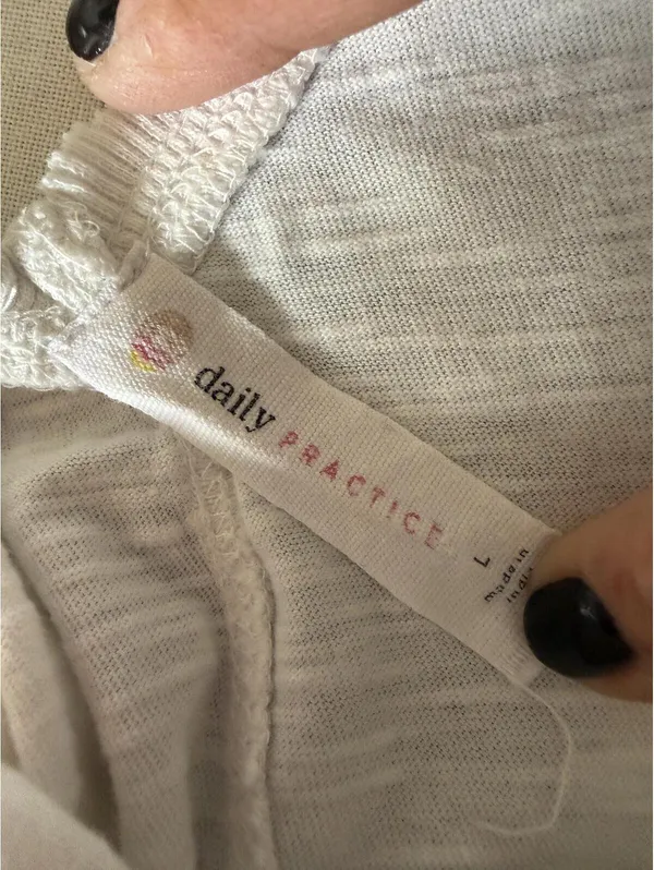 Daily Practice White Eyelet Hem Cross-Back Short Sleeve Dress - Image 3