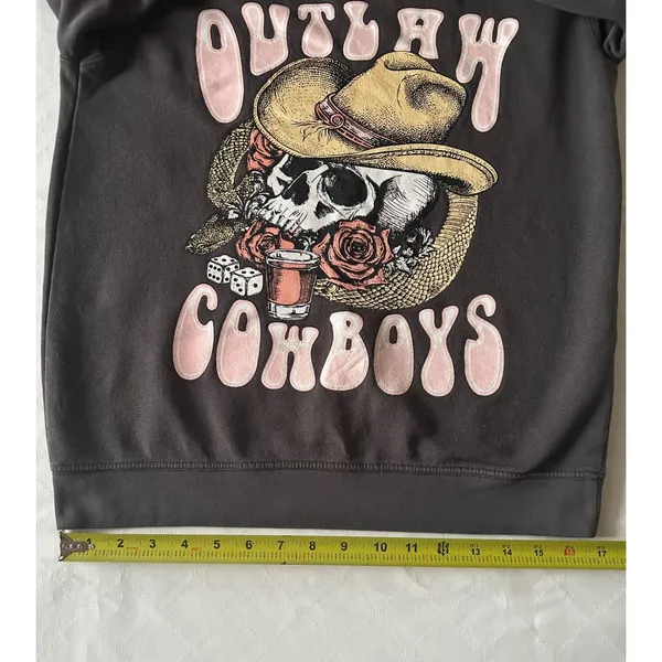 Love For Humanity Women's XS Sweatshirt Ultra Fleece Outlaw Cowboys Gray Comfort - Image 9